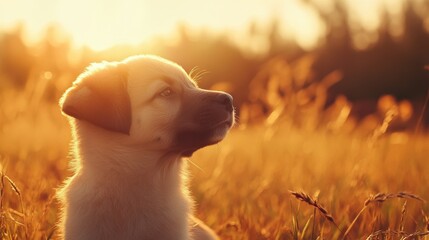 Wall Mural - Puppy Sunset.