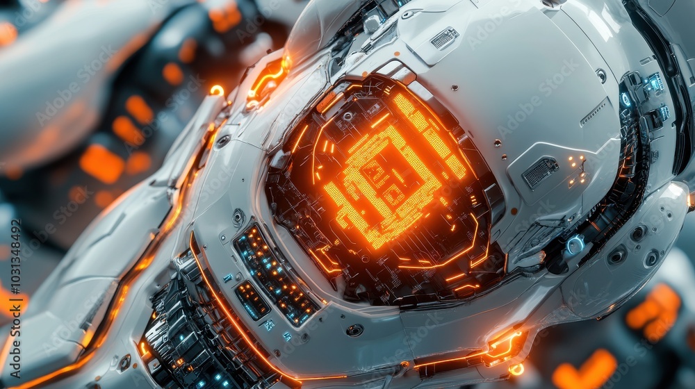 Robot Inner Design Intricate close-up of a robot's internal circuitry featuring the three ...
