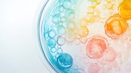 Poster - A colorful, abstract image of many small circles in a glass dish