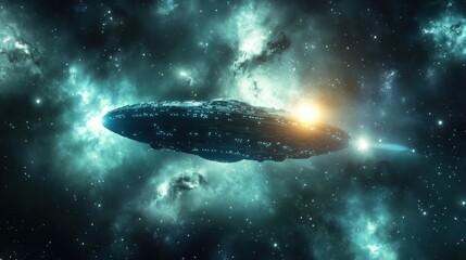 Poster - A mysterious glowing object drifts through deep space, emitting strange signals and illuminating the cosmic surroundings