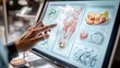 © vadosloginov - A user interacts with a touchscreen interface to select a meal from a food printer displaying intricate design options in a modern dining setting