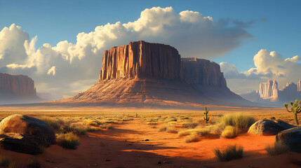 Sticker - A stunning desert landscape featuring a prominent rock formation.