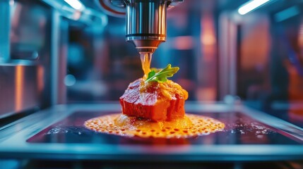 Leinwandbilder - A piece of food is being cooked in a machine