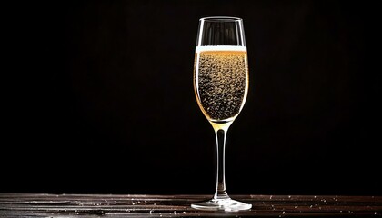 glass of champagne against dark background