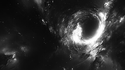 Poster - Discovering the inner workings of a supermassive black hole at the galaxy's center, showcasing the warping of time and space