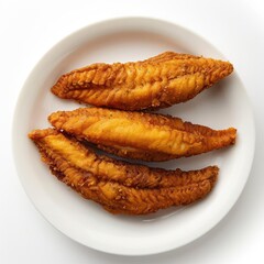 Wall Mural - a white plate topped with fried food on top of a table