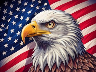 Eagle Vector Illustration with USA Flag - Minimalist Design for Patriotic Themes