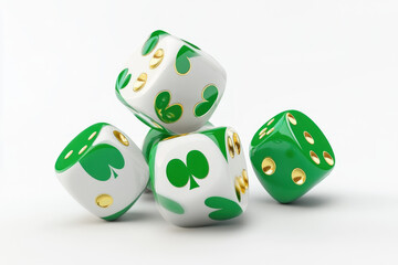 Group of dice with shamrocks.