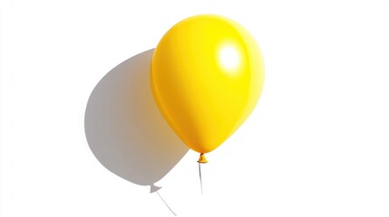 single balloon in bright yellow with shadow effect on pure white background, highlighting its simplicity and boldness