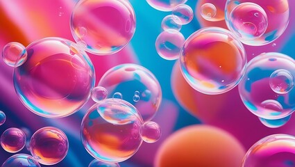 Ethereal Bubbles: Abstract Desktop Wallpaper with Vibrant Color Palette