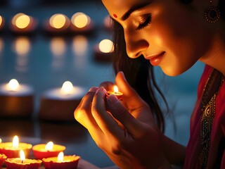 Indian Happy romantic couple Diwali festival