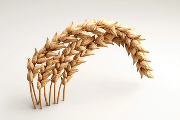 Bunch of wheat stalks on white background.