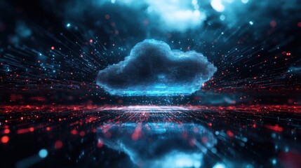 Futuristic information technology Web hologram digital cloud icon Abstract code background