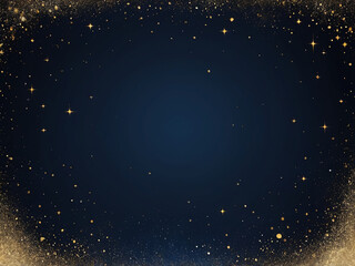 abstract magic night dark blue sky sparkling stars. gold glitter splash background illustration