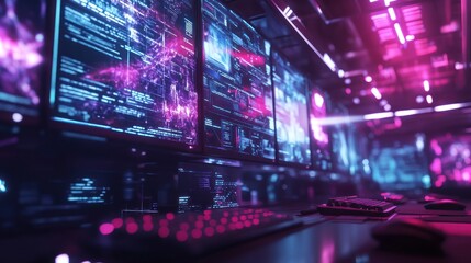 Computer playing 3d seamless abstract concept animation. AI generated images