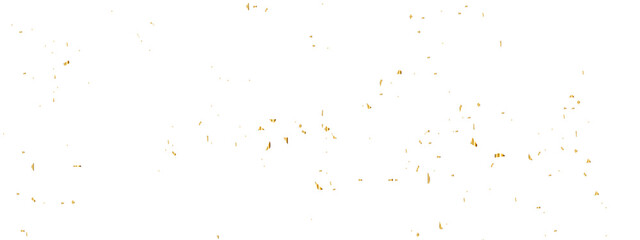 Abstract doted and confetti golden glitter and zigzag ribbon particles splatter on transparent background. Luxury golden glitter confetti that floats down falling bokeh celebration background.