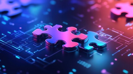 Futuristic digital Puzzle Piece Illustration Technology Abstract Background