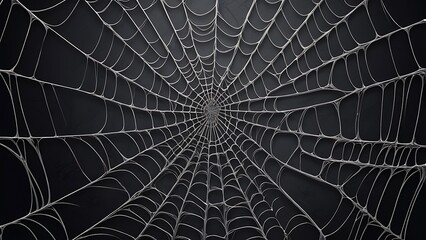 Abstract digital illustration featuring a pattern of intricate spider webs against a textured black background