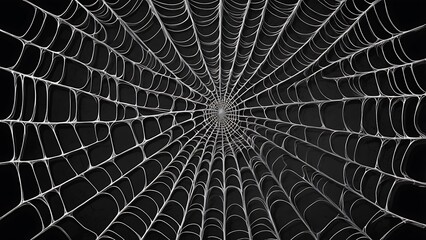Abstract digital illustration featuring a pattern of intricate spider webs against a textured black background
