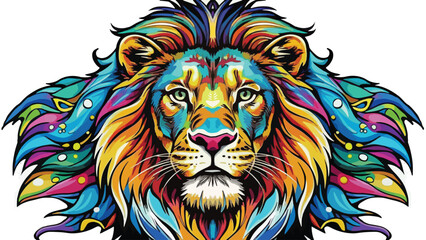  LION HEAD ILLUSTRATION WITH POP COLORS