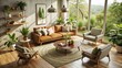 © Four888 - MidCentury Modern Living Room with Natural Elements - Cozy and Stylish Interior Design