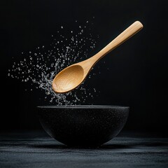 Bamboo Ladle with Water Splash - Eco-Friendly Kitchen Utensil Concept