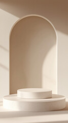 Wall Mural - 3D Ivory Podium on an Ivory Background for Product Display and Presentation.