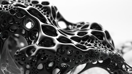Wall Mural - abstract 3d render of a black and white geometric structure
