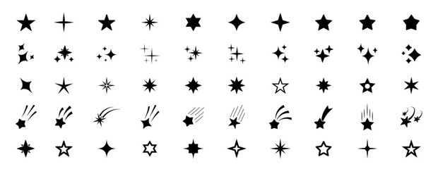 Wall Mural - stars icon collection. different star shapes. stars icon set. sparkle star icon set. falling stars .