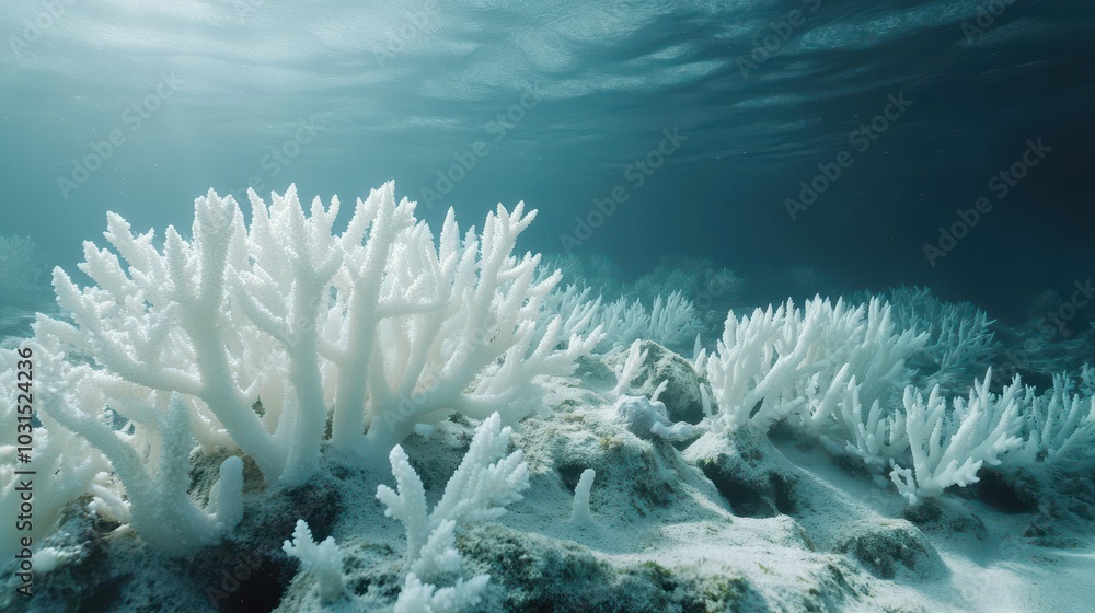 Bleached Coral Reef Underwater - Climate Change Impact on Marine Life ...
