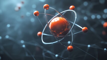 3d model of an atom with electrons orbiting the nucleus, symbolizing atomic structure and quantum ph