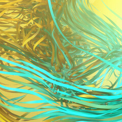 Leinwandbilder - Digital illustration with abstract flowing lines and shapes. 3d rendering