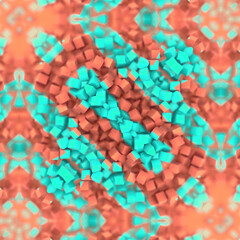Leinwandbilder - Digital illustration with a symmetrical pattern of small cubes. 3d rendering