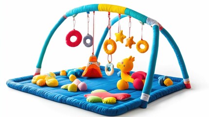 colorful and interactive activity gym with hanging toys soft padded play mat and geometric shapes fo