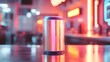 © Paul - A retro soda can with faded pastel colors and vintage typography, sitting on a sleek chrome counter under glowing diner neon signs, Vaporwave Style, Cool Tones, 3D Render