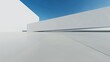 © nuchao - 3d render of abstract modern concrete white architecture with empty cement floor, minimal exterior, car presentation background