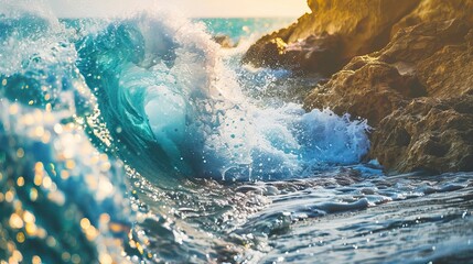 A large wave crashing against a rocky shore, symbolizing the unstoppable force of change in nature and life, Change 