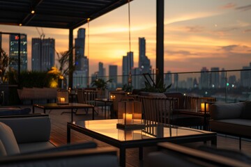 Rooftop Sunset View in the City