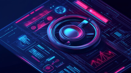 Wall Mural - a concept for a computer app that helps businesses manage their data. it uses a steering wheel metap