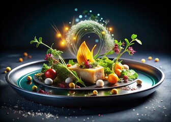 Wall Mural - High-Tech Gourmet: Stunning Food Photography with Animation Effects in 4K Quality for Culinary Innovation and Modern Cuisine