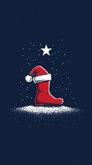 Wall Mural - Santa Claus Boot With Star.