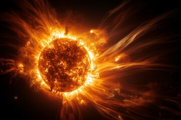 powerful closeup of the sun with intense solar flares and plasma eruptions radiating outward showcas