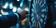 © Raool - Businessman aims arrow at a virtual target dartboard, precision in setting objectives for business investments visualizes strategic approach to achieving goals and hitting targets in, Generative AI
