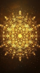 Wall Mural - A stunning golden mandala design, radiating intricate patterns and harmonious energy, perfect for spiritual and artistic themes.