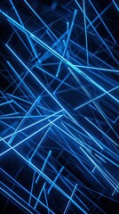 Wall Mural - Abstract blue lines on a dark background create a dynamic and modern visual. Perfect for tech and innovation themes.