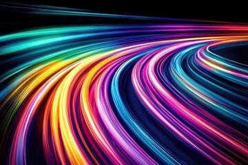 Wall Mural - colorful light wave patterns on a dark background, vibrant and dynamic.