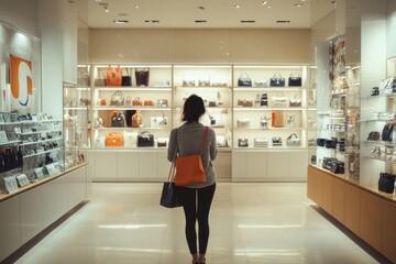 Shopper comparing two products on a well-organized retail display with clear, informative signage. 