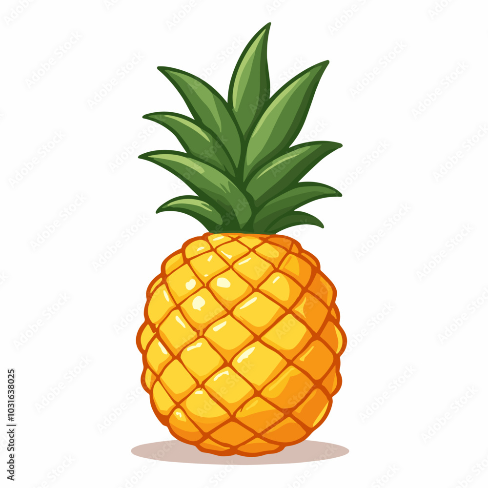 Vector pineapple illustration, cartoon tropical fruit Stock Vector ...