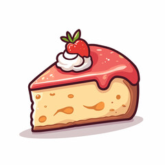 Wall Mural - Vector strawberry cake slice illustration, dessert icon