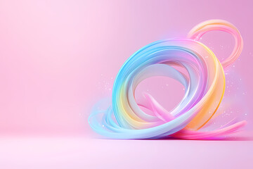 Vibrant swirls of colorful light creating a dreamlike atmosphere on a soft pink background for creative design projects